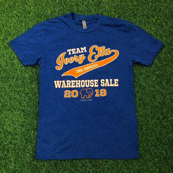 Blue ‘Team Ivory Ella’ 2019 Warehouse Sale Staff Graphic Tee - Picture 1 of 4